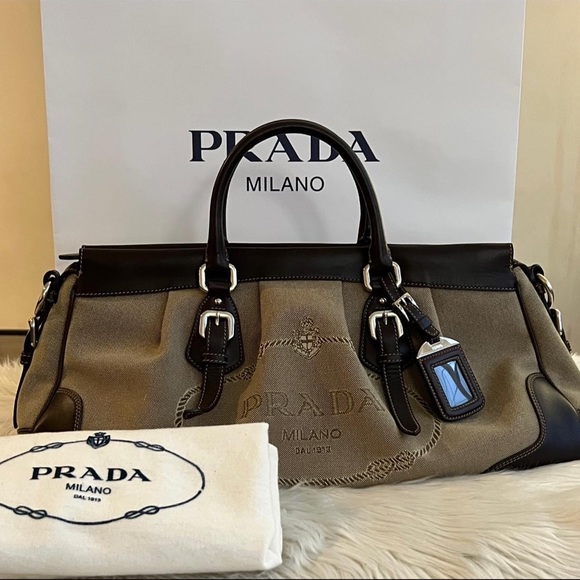 💰SOLD - Prada Logo Satchel in Jacquard Canvas - Picture 14 of 14